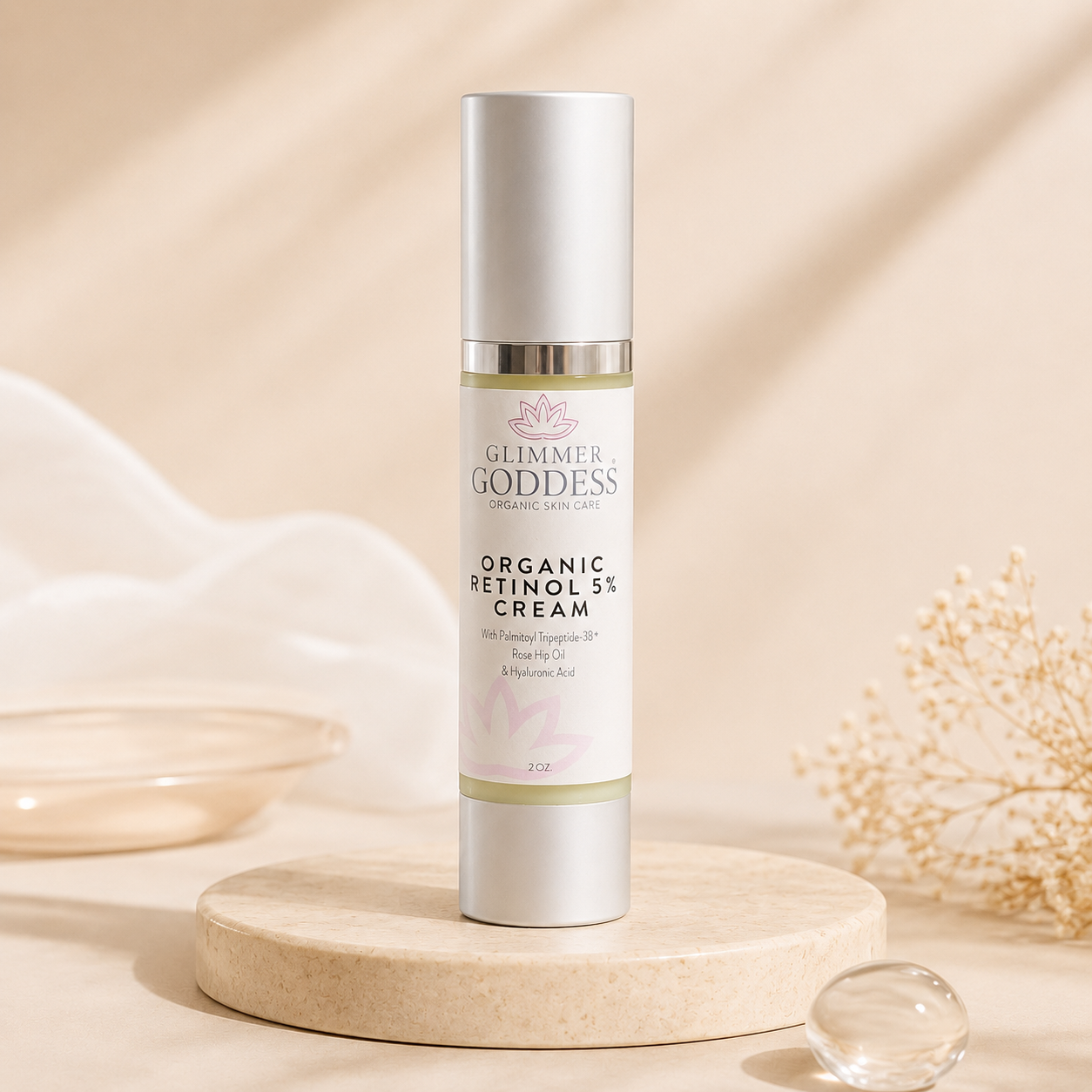 Glimmer Goddess™ Organic Retinol Wrinkle Repair Face and Neck Cream
