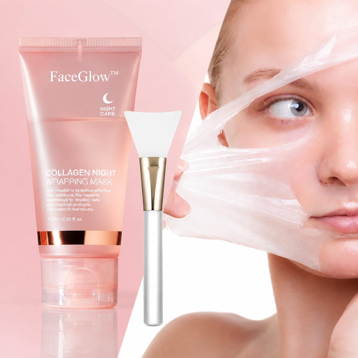FaceGlow mask peel close-up with product