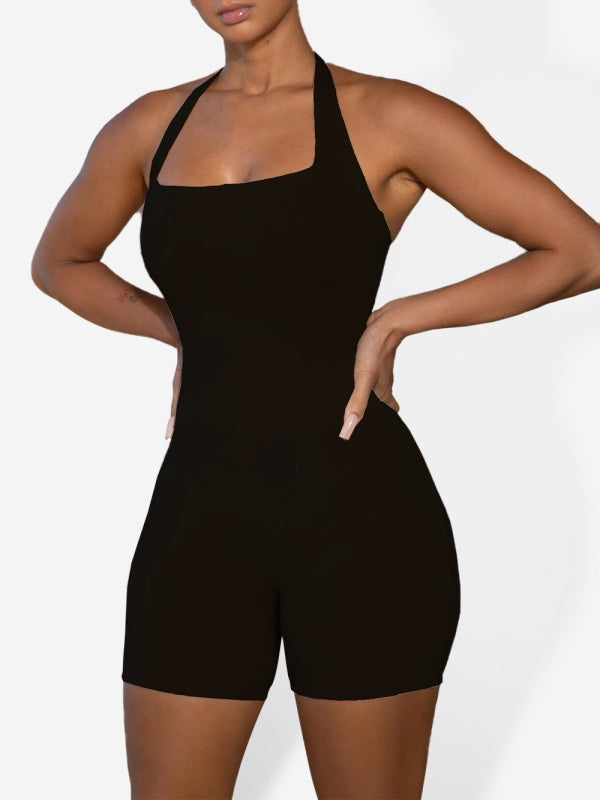 Women's Solid Color Fashion Casual Sports Yoga Shapewear Jumpsuit